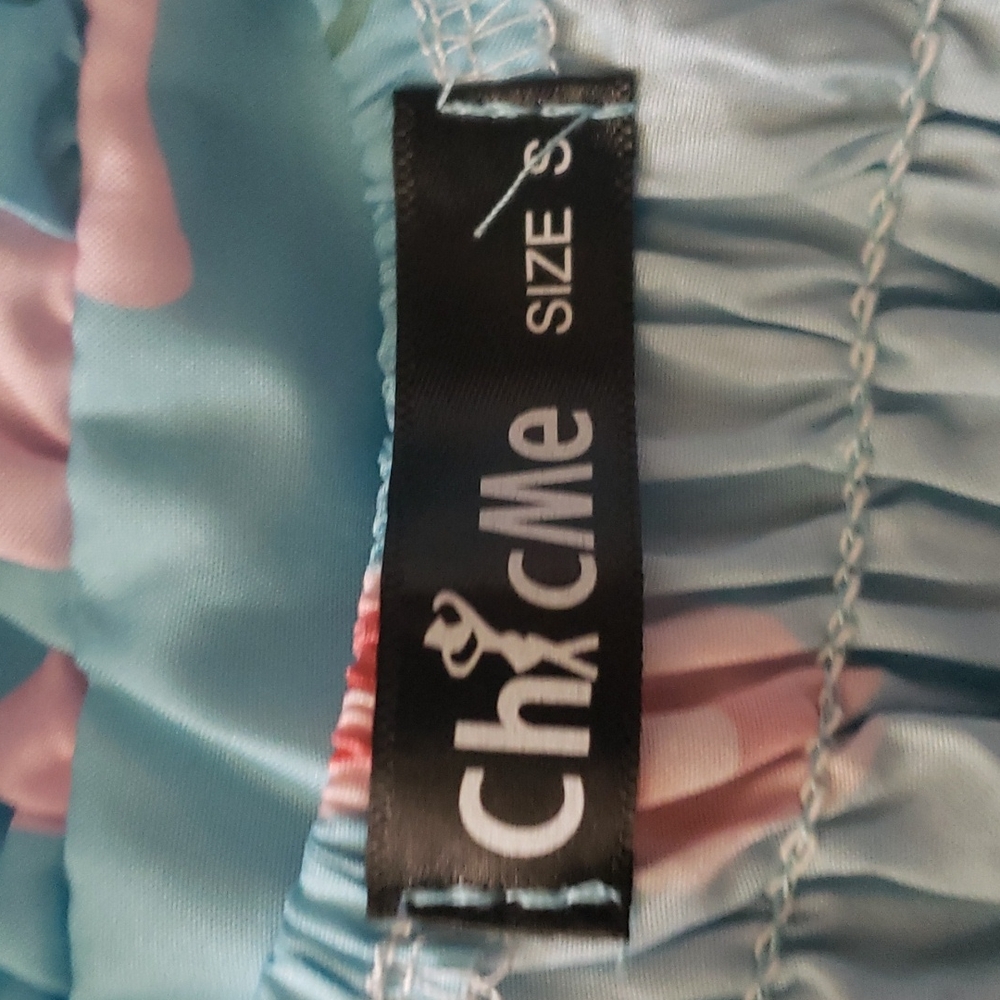 Chic Me Summer Woman Floral Dress, Light Blue, Size S. - Picture 2 of 4